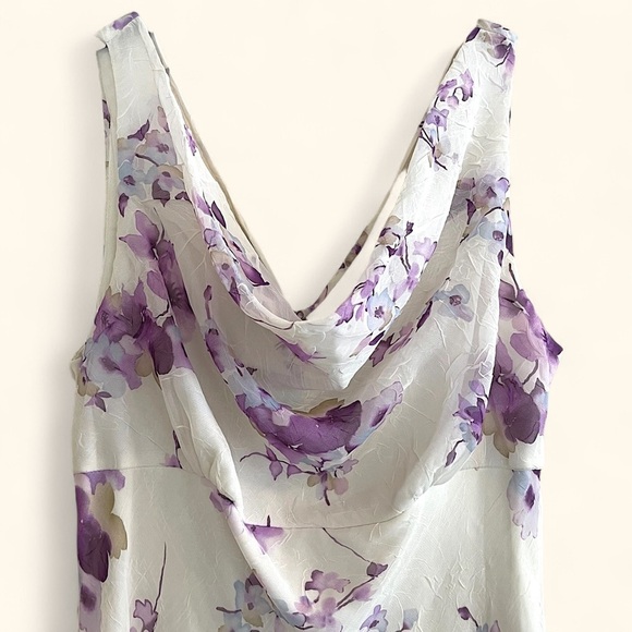 Vintage Be Smart Floral Babydoll Midi Dress 8/10 Fairy Purple Ruffled Sheer - Picture 3 of 10